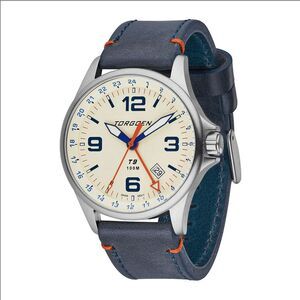 New Torgoen TN-1096 T9 Lazuli GMT 42mm Blue Leather Strap